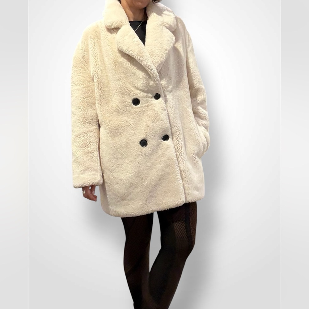 BCBGMaxAzria Faux Fur Double Breasted Coat